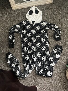 Disney Black & White Jack Skellington Men’s Footie Pajamas